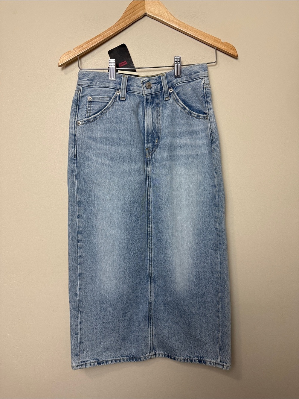 Classic Light Blue Denim Midi Skirt - Women Jeans